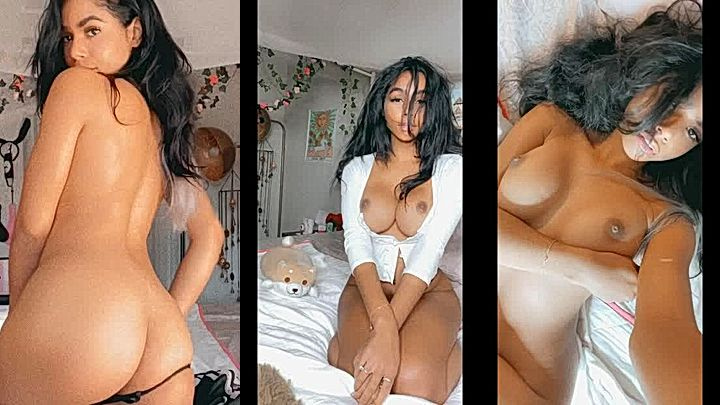 sexy american model Helayna Marie fondles her big tits till they get hard
