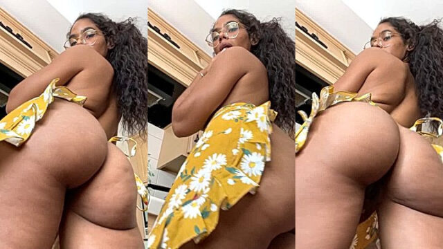 horny babe Helayna Marie tweak her black fat ass in the kitchen want to give her a doggy