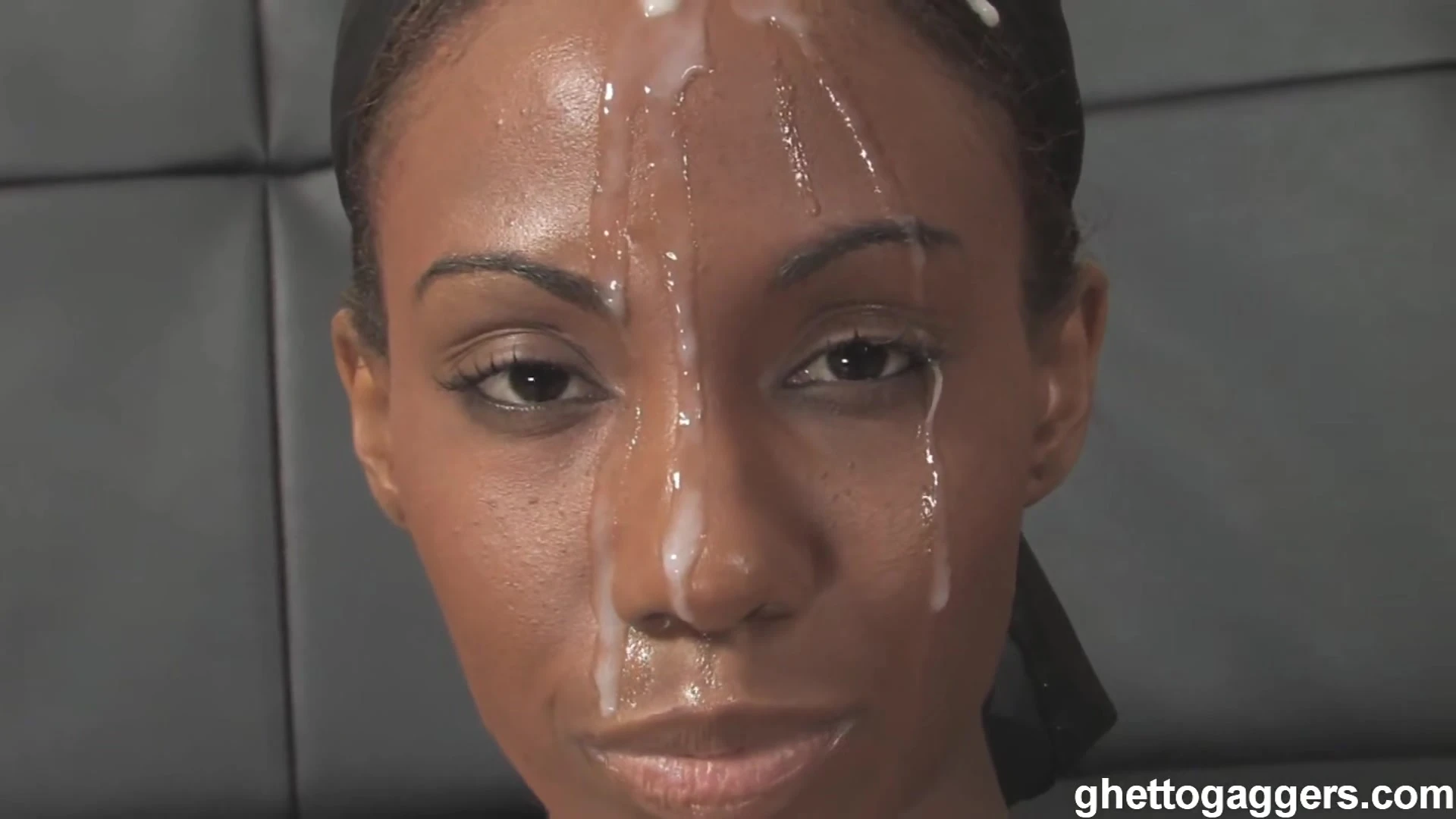 hot nasty model Mahlia on her knees gagging huge cock deep and obedient, her face got smacked as he saw her cry