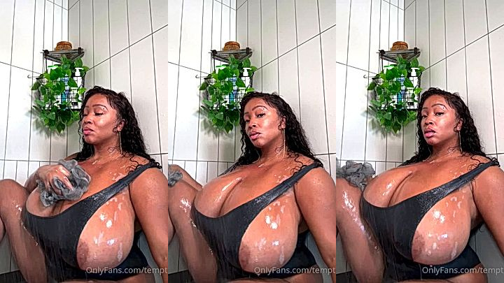 Temptress119 wash her big boobs in the shower and keep making eye contact with you, shower tease
