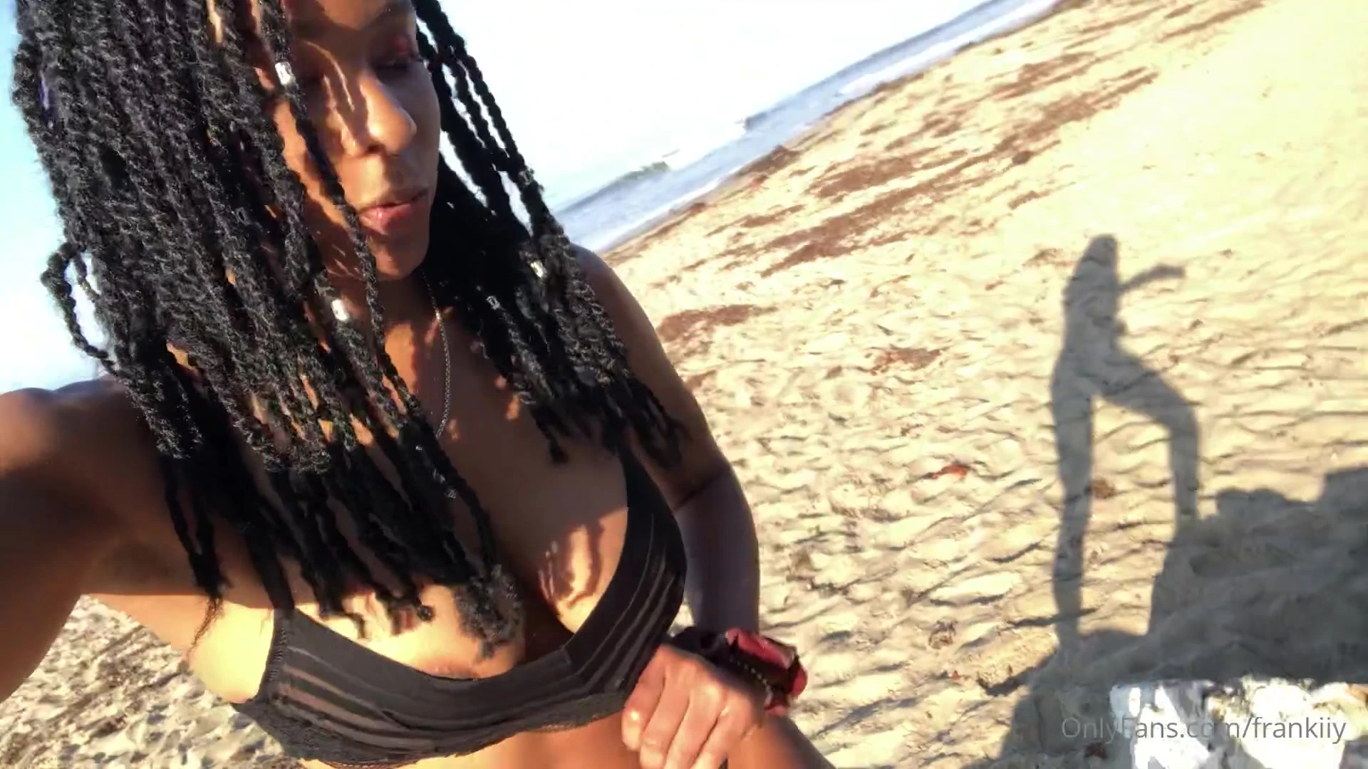 sexy chick is having a great time outdoor