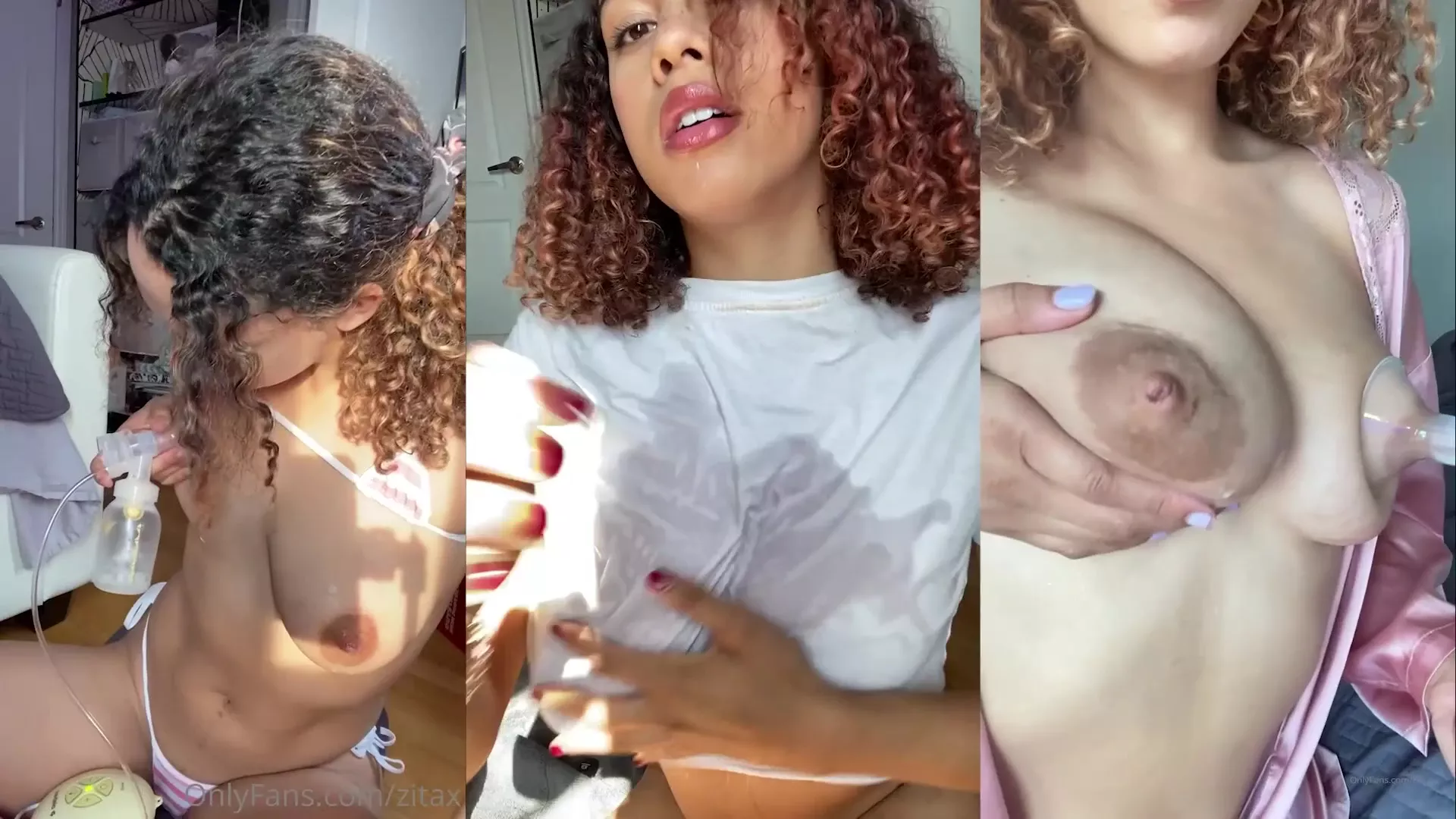 hot baddie Zitax uses a brest pump to squeeze all the milk off her big tits just for you