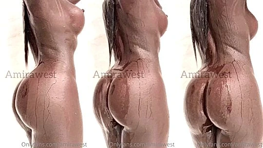 sexy big ass ebony chick Amira West taking a warm shower naked