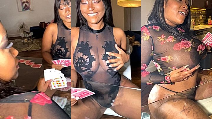 ebiony freaky slut Prissy Blaire grab her sexy big tits and show that sexy curves on game night