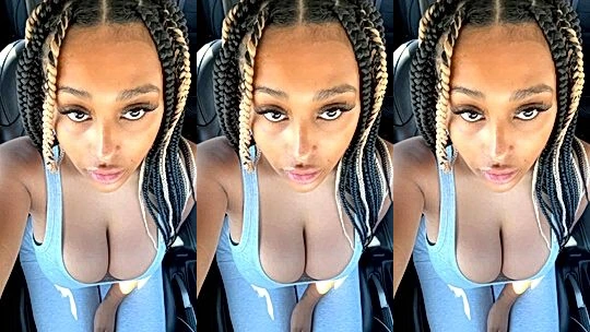 naughty american onlyfans bitch Jaaden Kyrelle smile to cam and shows her tits