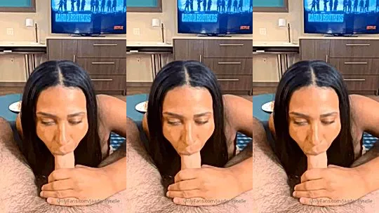 busty american onlyfans model Jaaden Kyrelle sucks huge cock till he cums