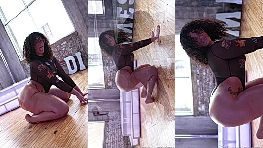 busty onlyfans model Gem Jewels kneel on the floor and shakes her big ass