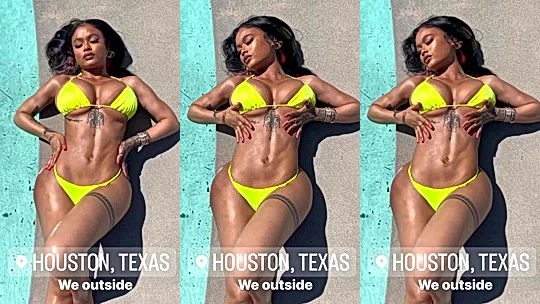 hot onlyfans model Indialove lays by the pool and looks sexy in green lingerie