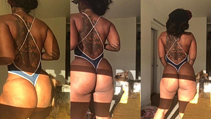 sexy black girl Prissy Blaire turn around and show her sexy hourglass figure