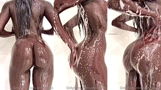 big boobs ebony maid Amira West taking shower