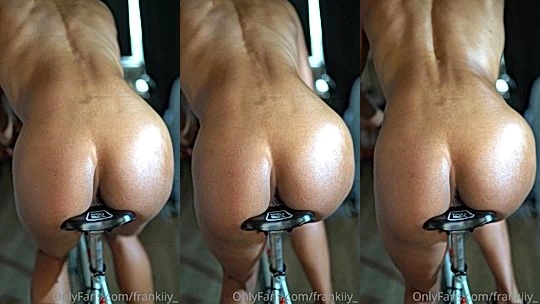 naked onlyfans black ebony slut Frankiiy riding bicycle