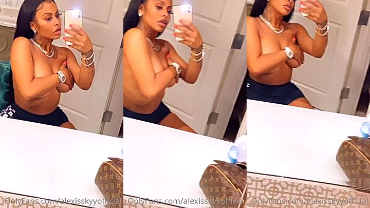 slutty angel Alexis sky teases her tits in front of the mirror just for you