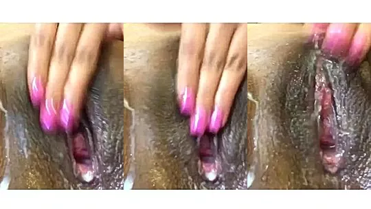 horny ebony MissBNasty fuck her wet pussy with toy till it creams all over leaked onlyfans video